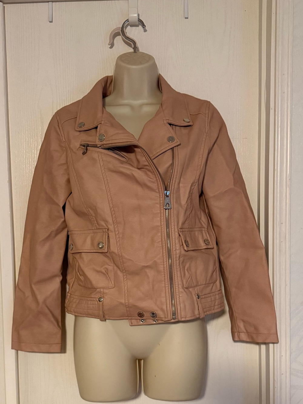 Urban Republic Tan Faux Leather Asymmetrical Moto Jacket